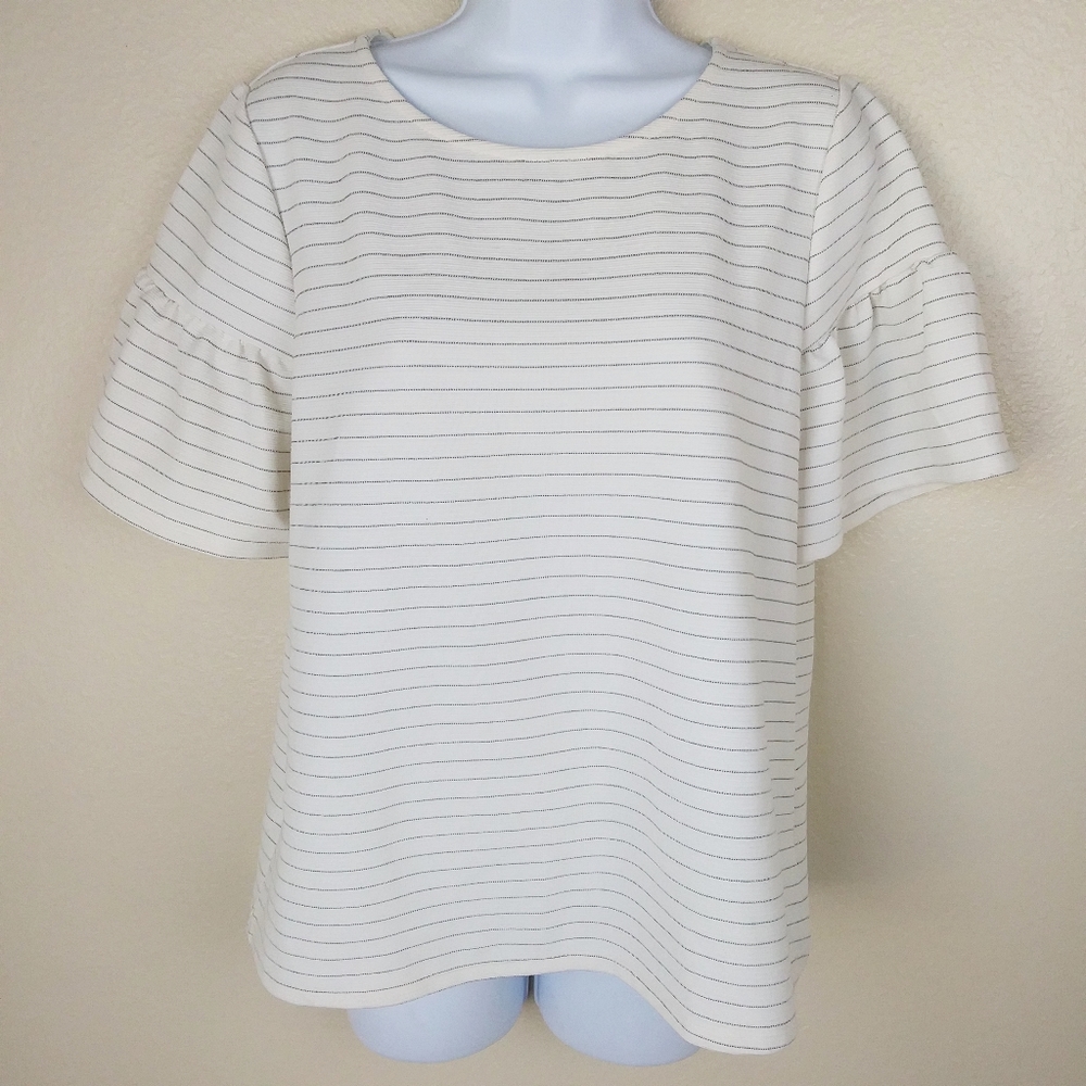Anthro Eri + Ali Flutter Sleeve Striped Top Size M